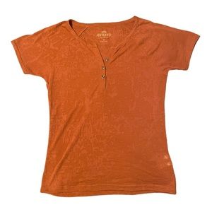 Shyanne Burnt Orange Burn-Out Henley T-Shirt